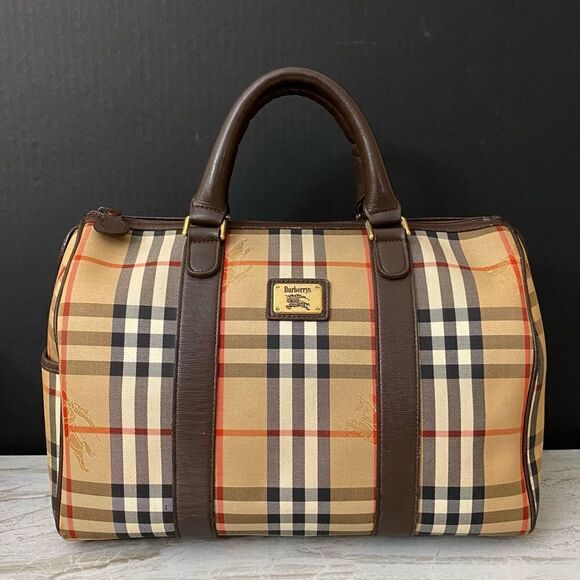 BURBERRYS Nova Check Canvas Leather Boston Bag 💼 - Picture 1 of 17